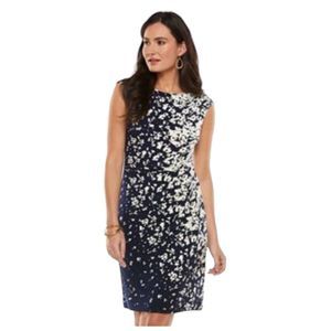 Elegant Navy and White Sleeveless Dress